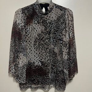New Chico’s Women’s Cheetah Snake Mesh Knit Top Size 2 (Large)